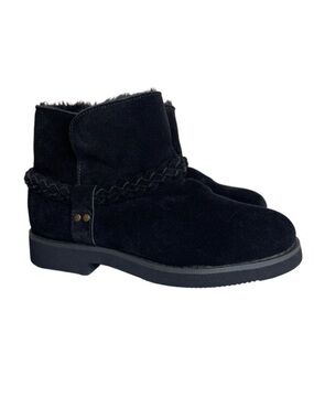 Macy's Style & Co Kaii Black Suede Leather Faux Fur Booties Women's Size 6